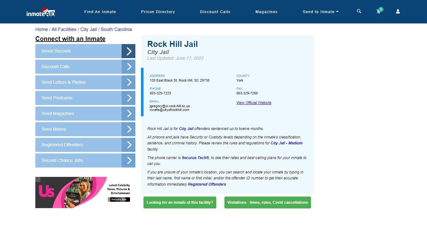 Rock Hill Jail | Inmate Locator