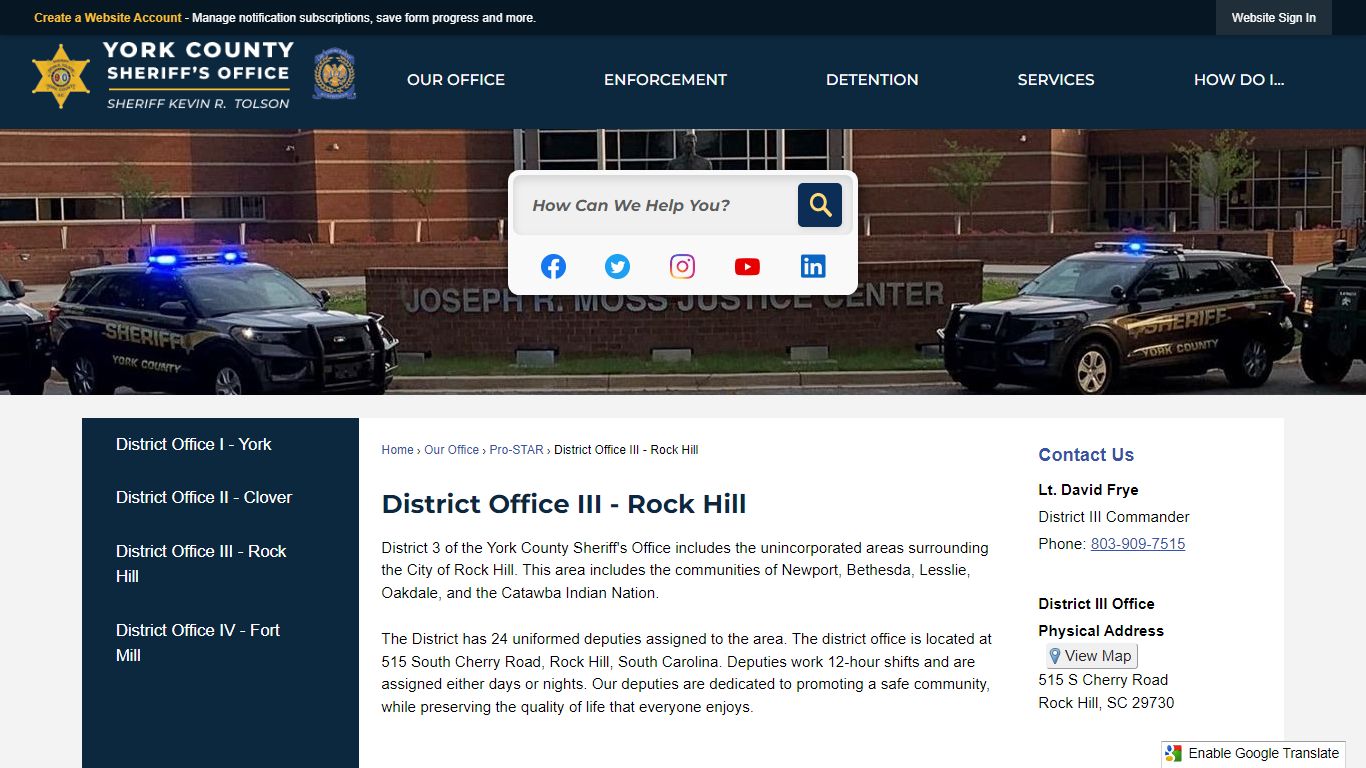 District Office III - Rock Hill | York County Sheriffs, SC